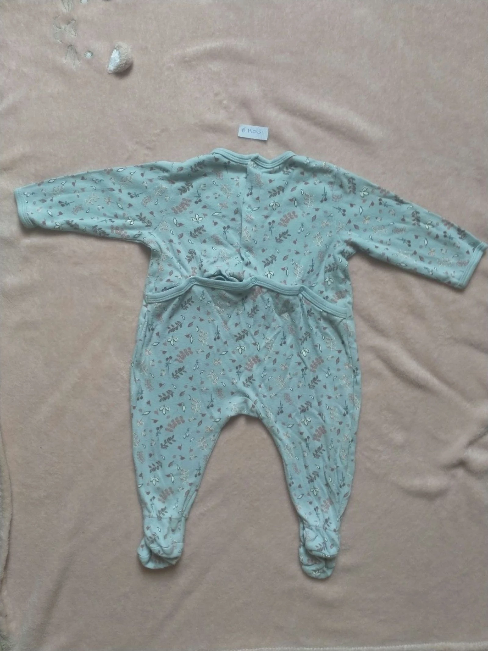Pyjama dors-bien bébé La Redoute 6 mois vert d'eau à motifs coton – photo 2